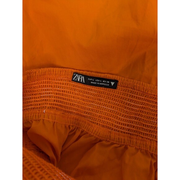 Zara Womens Orange Dress Long Sweatheart Neck Cotton Sleeveless Beach Size M - Picture 5 of 13